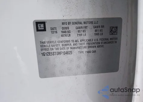 2017 Chevrolet Malibu 1Lt z USA, uszkodzony, nr VIN 1G1ZE5ST0HF194625